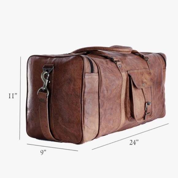 🆕 Komal Leather 24 inch Duffel Bag Travel Sports Overnight Weekend - Picture 3 of 5